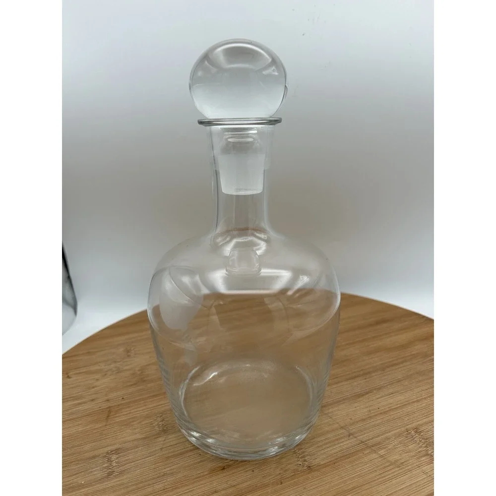 Vintage Glass Wine Decanter Etched Hot Air‎ Balloon with Stopper